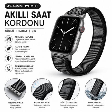 ScHitec 42-49mm Yeni Nesil Apple Uyumlu Akıllı Saat Kordonu YK3443 Kapalı Yeşil
