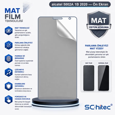 SChitec alcatel 5002A 1B 2020 Uyumlu Ön Yüzey Mat Hidrojel Ekran Koruyucu