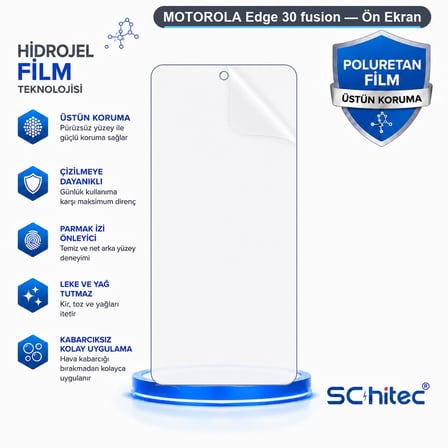 SChitec MOTOROLA Edge 30 fusion Uyumlu Ön Yüzey Nano Şeffaf Hidrojel Ekran Koruyucu