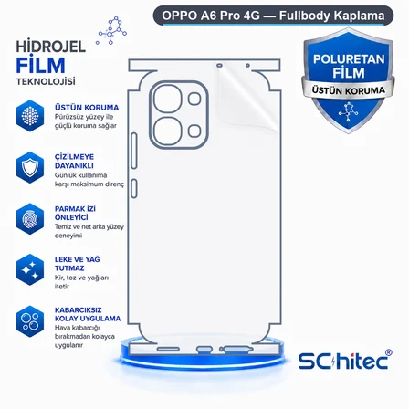 SChitec OPPO A6 Pro 4G Uyumlu Fullbody Arka Kaplama Hidrojel Koruyucu Film