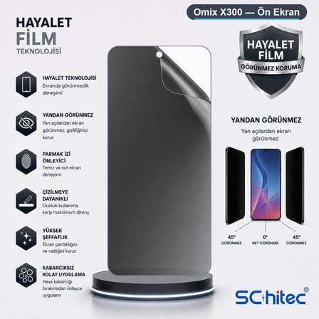 SChitec Omix X300 Uyumlu Ön Yüzey Hayalet Privacy Hidrojel Ekran Koruyucu