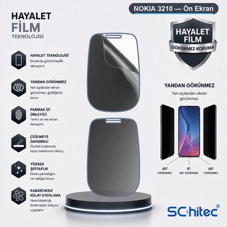 SChitec NOKIA 3210 Uyumlu Ön Yüzey Hayalet Privacy Hidrojel Ekran Koruyucu