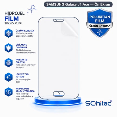 SChitec SAMSUNG Galaxy J1 Ace Uyumlu Ön Yüzey Nano Şeffaf Hidrojel Ekran Koruyucu