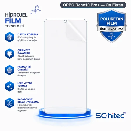SChitec OPPO Reno10 Pro+ Uyumlu Ön Yüzey Nano Şeffaf Hidrojel Ekran Koruyucu