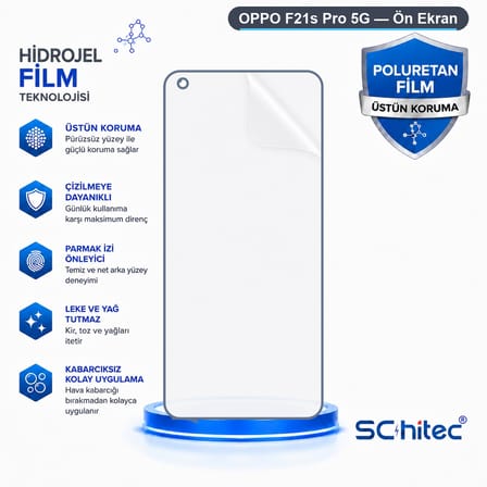 SChitec OPPO F21s Pro 5G Uyumlu Ön Yüzey Nano Şeffaf Hidrojel Ekran Koruyucu