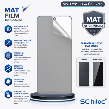 SChitec VIVO Y31 5G Uyumlu Ön Yüzey Mat Hidrojel Ekran Koruyucu