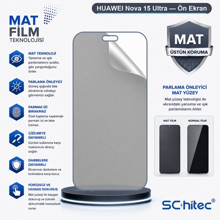 SChitec HUAWEI Nova 15 Ultra Uyumlu Ön Yüzey Mat Hidrojel Ekran Koruyucu