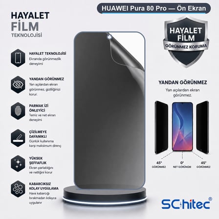SChitec HUAWEI Pura 80 Pro Uyumlu Ön Yüzey Hayalet Privacy Hidrojel Ekran Koruyucu