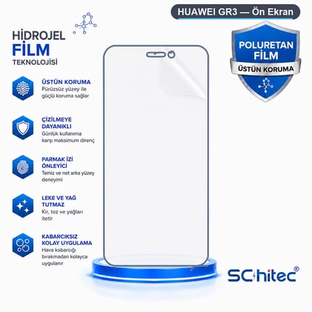 SChitec HUAWEI GR3 Uyumlu Ön Yüzey Nano Şeffaf Hidrojel Ekran Koruyucu