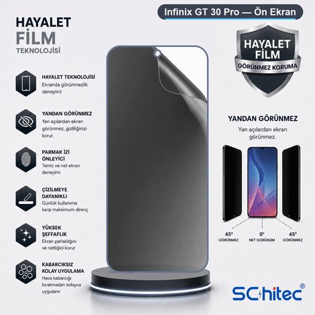 SChitec Infinix GT 30 Pro Uyumlu Ön Yüzey Hayalet Privacy Hidrojel Ekran Koruyucu