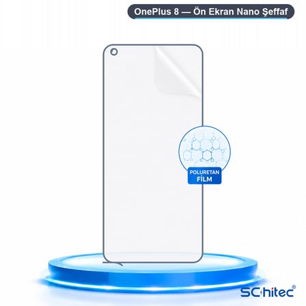 SChitec OnePlus 8 Uyumlu Ön Yüzey Nano Şeffaf Hidrojel Ekran Koruyucu