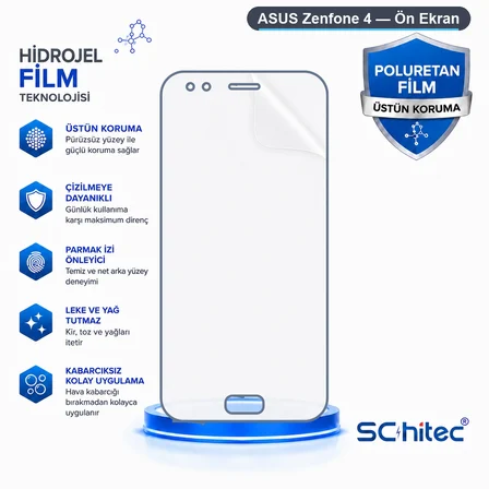 SChitec ASUS Zenfone 4 Uyumlu Ön Yüzey Nano Şeffaf Hidrojel Ekran Koruyucu