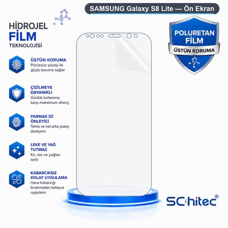 SChitec SAMSUNG Galaxy S8 Lite Uyumlu Ön Yüzey Nano Şeffaf Hidrojel Ekran Koruyucu