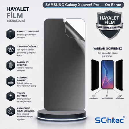 SChitec SAMSUNG Galaxy Xcover6 Pro Uyumlu Ön Yüzey Hayalet Privacy Hidrojel Ekran Koruyucu