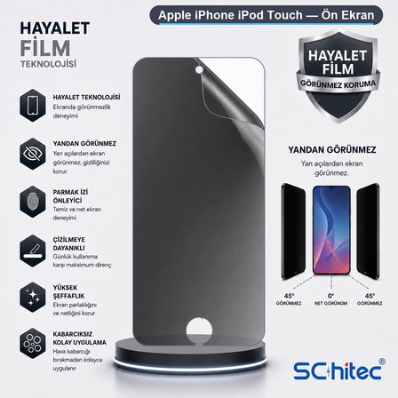 SChitec Apple iPhone iPod Touch Uyumlu Ön Yüzey Hayalet Privacy Hidrojel Ekran Koruyucu
