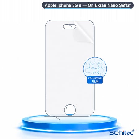 SChitec Apple iphone 3G s Uyumlu Ön Yüzey Nano Şeffaf Hidrojel Ekran Koruyucu