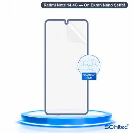 SChitec Redmi Note 14 4G Uyumlu Ön Yüzey Nano Şeffaf Hidrojel Ekran Koruyucu