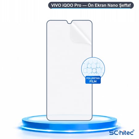 SChitec VIVO iQOO Pro Uyumlu Ön Yüzey Nano Şeffaf Hidrojel Ekran Koruyucu