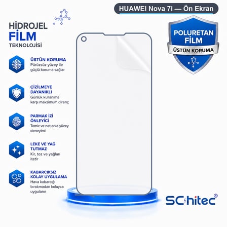 SChitec HUAWEI Nova 7i Uyumlu Ön Yüzey Nano Şeffaf Hidrojel Ekran Koruyucu