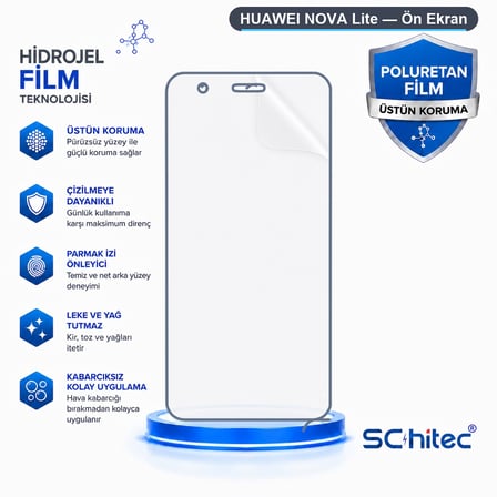 SChitec HUAWEI NOVA Lite Uyumlu Ön Yüzey Nano Şeffaf Hidrojel Ekran Koruyucu