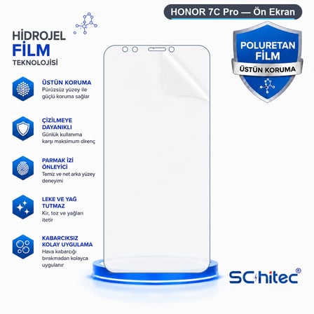 SChitec HONOR 7C Pro Uyumlu Ön Yüzey Nano Şeffaf Hidrojel Ekran Koruyucu