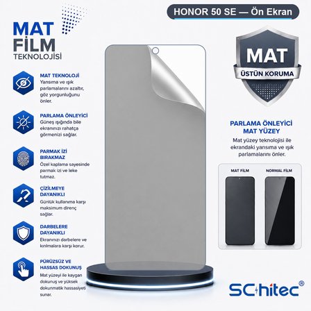 SChitec HONOR 50 SE Uyumlu Ön Yüzey Mat Hidrojel Ekran Koruyucu