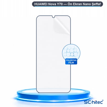 SChitec HUAWEI Nova Y70 Uyumlu Ön Yüzey Nano Şeffaf Hidrojel Ekran Koruyucu
