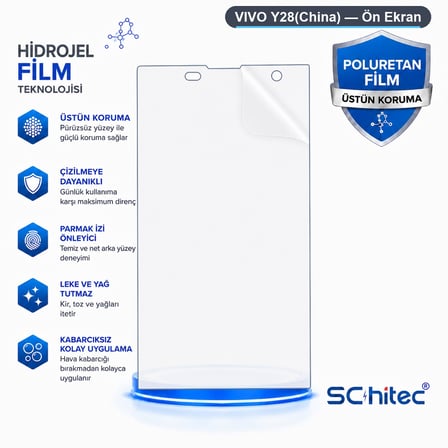 SChitec VIVO Y28(China) Uyumlu Ön Yüzey Nano Şeffaf Hidrojel Ekran Koruyucu