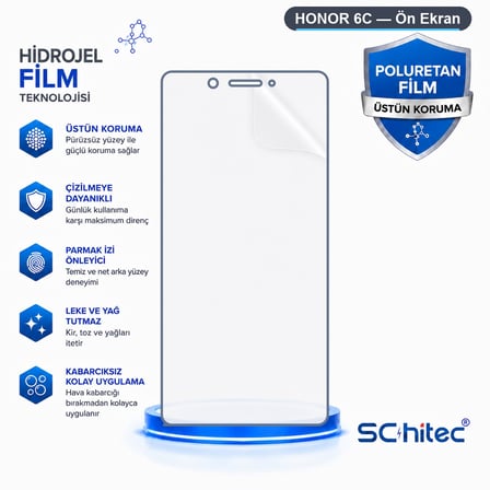 SChitec HONOR 6C Uyumlu Ön Yüzey Nano Şeffaf Hidrojel Ekran Koruyucu