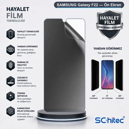 SChitec SAMSUNG Galaxy F22 Uyumlu Ön Yüzey Hayalet Privacy Hidrojel Ekran Koruyucu