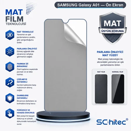 SChitec SAMSUNG Galaxy A01 Uyumlu Ön Yüzey Mat Hidrojel Ekran Koruyucu