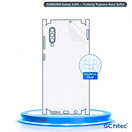 SChitec SAMSUNG Galaxy A30S Uyumlu Fullbody Arka Kaplama Hidrojel Koruyucu Film