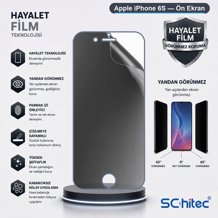 SChitec Apple iPhone 6S Uyumlu Ön Yüzey Hayalet Privacy Hidrojel Ekran Koruyucu