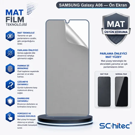 SChitec SAMSUNG Galaxy A06 Uyumlu Ön Yüzey Mat Hidrojel Ekran Koruyucu