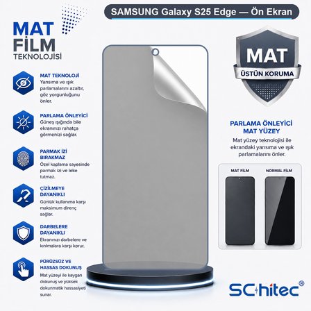 SChitec SAMSUNG Galaxy S25 Edge Uyumlu Ön Yüzey Mat Hidrojel Ekran Koruyucu