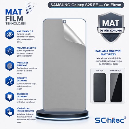 SChitec SAMSUNG Galaxy S25 FE Uyumlu Ön Yüzey Mat Hidrojel Ekran Koruyucu