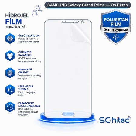 SChitec SAMSUNG Galaxy Grand Prime Uyumlu Ön Yüzey Nano Şeffaf Hidrojel Ekran Koruyucu
