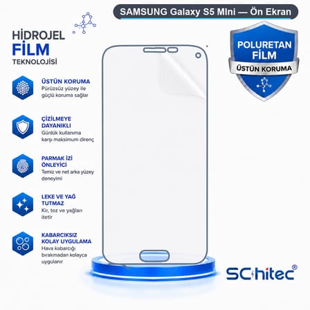 SChitec SAMSUNG Galaxy S5 MIni Uyumlu Ön Yüzey Nano Şeffaf Hidrojel Ekran Koruyucu