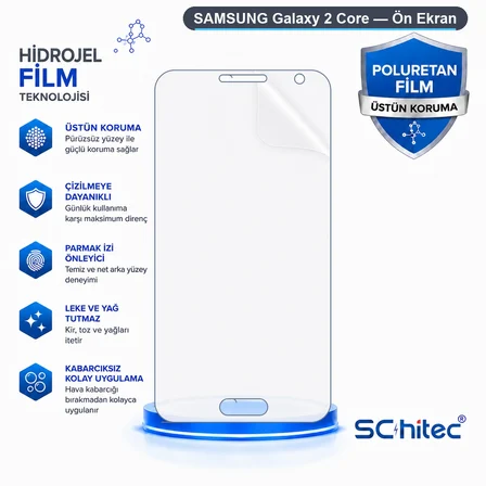 SChitec SAMSUNG Galaxy 2 Core Uyumlu Ön Yüzey Nano Şeffaf Hidrojel Ekran Koruyucu