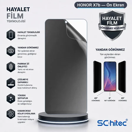 SChitec HONOR X7b Uyumlu Ön Yüzey Hayalet Privacy Hidrojel Ekran Koruyucu