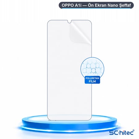 SChitec OPPO A1i Uyumlu Ön Yüzey Nano Şeffaf Hidrojel Ekran Koruyucu