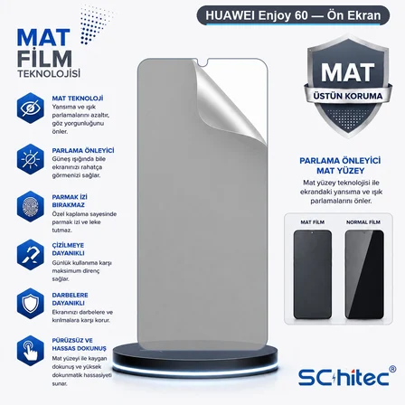 SChitec HUAWEI Enjoy 60 Uyumlu Ön Yüzey Mat Hidrojel Ekran Koruyucu