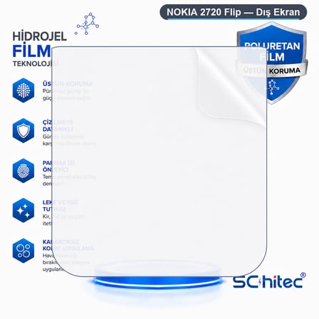 SChitec NOKIA 2720 Flip Uyumlu Dış Ekran Nano Şeffaf Hidrojel Ekran Koruyucu