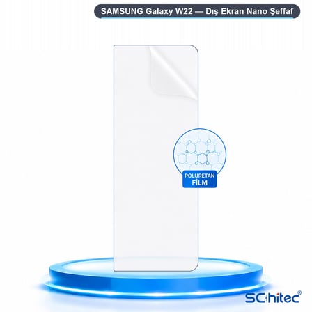 SChitec SAMSUNG Galaxy W22 Uyumlu Dış Ekran Nano Şeffaf Hidrojel Ekran Koruyucu