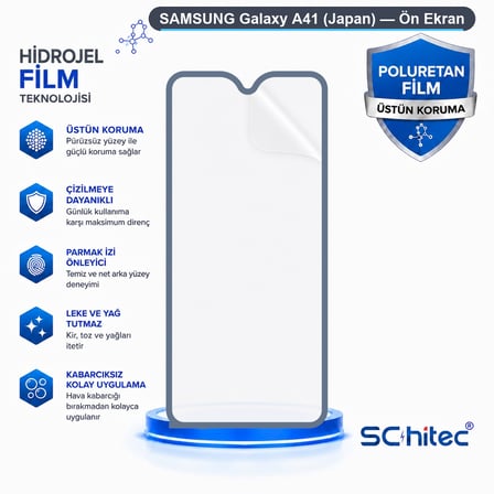SChitec SAMSUNG Galaxy A41 (Japan) Uyumlu Ön Yüzey Nano Şeffaf Hidrojel Ekran Koruyucu