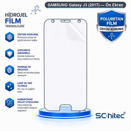 SChitec SAMSUNG Galaxy J3 (2017) Uyumlu Ön Yüzey Nano Şeffaf Hidrojel Ekran Koruyucu
