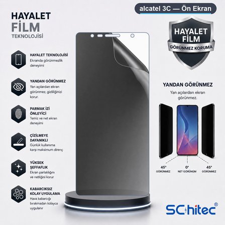 SChitec alcatel 3C Uyumlu Ön Yüzey Hayalet Privacy Hidrojel Ekran Koruyucu