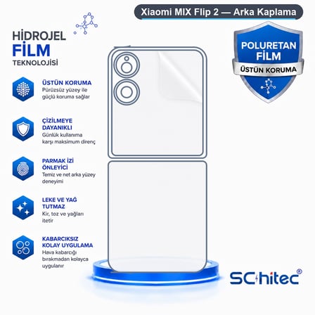 SChitec Xiaomi MIX Flip 2 Uyumlu Arka Yüzey Hidrojel Koruyucu Film