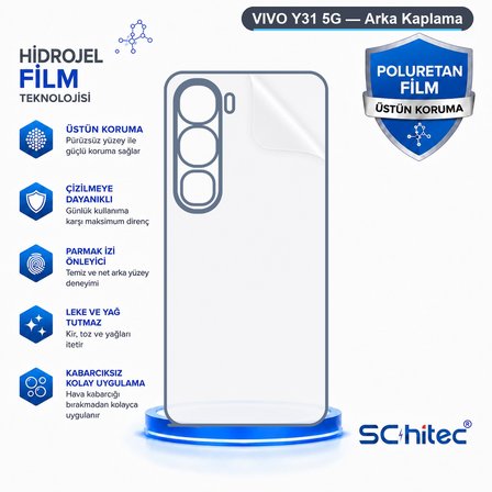 SChitec VIVO Y31 5G Uyumlu Arka Yüzey Hidrojel Koruyucu Film