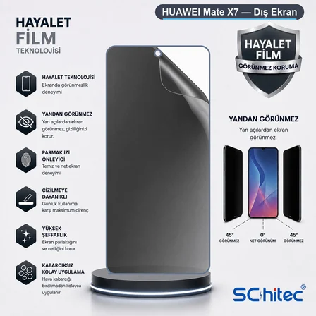 SChitec HUAWEI Mate X7 Uyumlu Dış Ekran Hayalet Privacy Hidrojel Ekran Koruyucu
